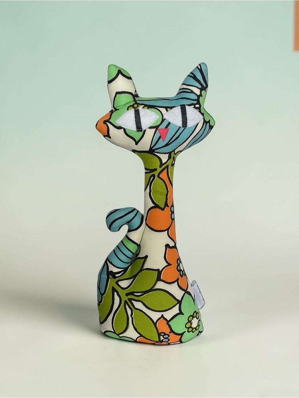 Handmade Multicolor Floral Atomic Cat Decorative Pillow Plush